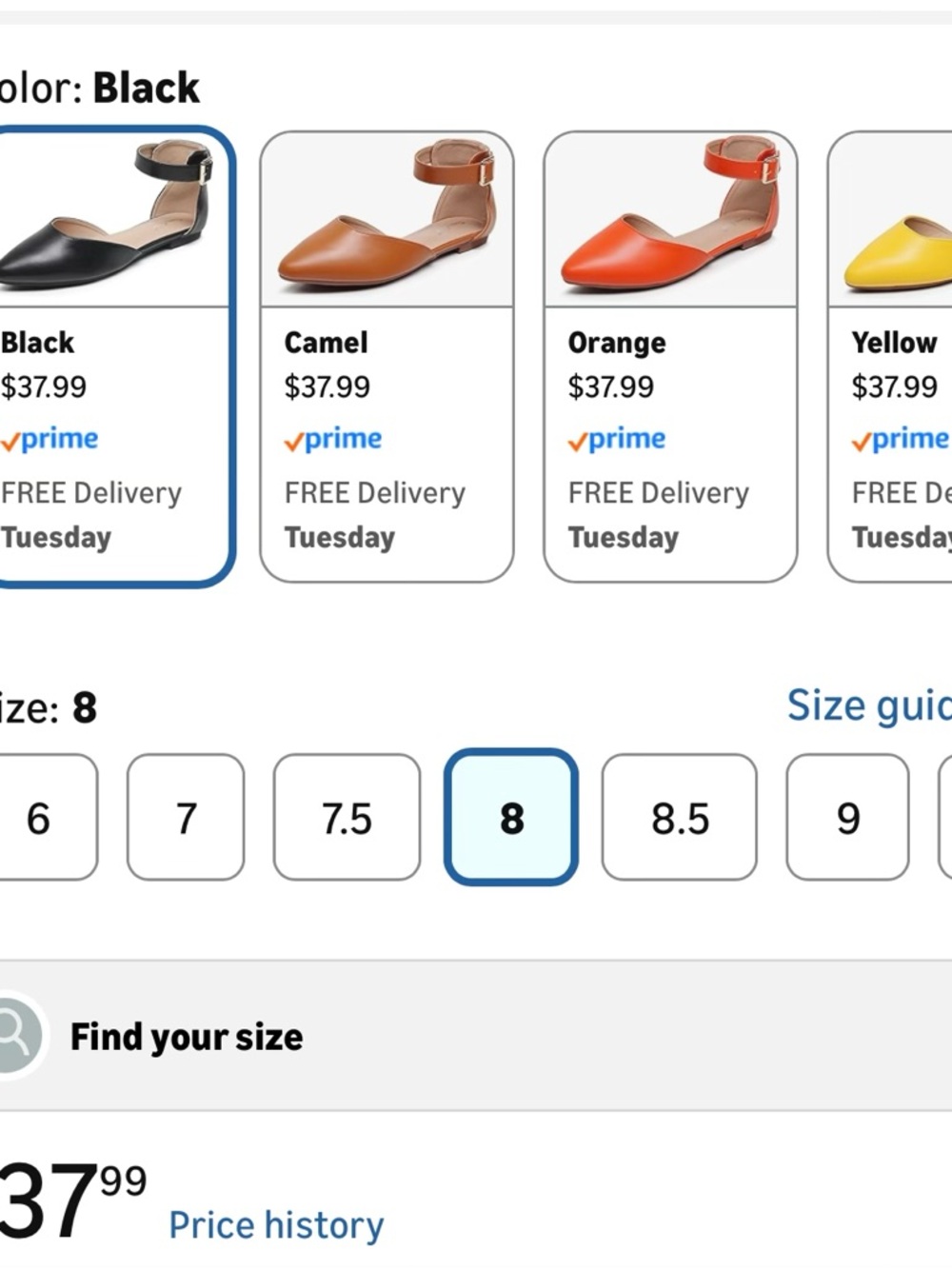 Women's Black Pointed Ankle-Strap Flats - Picture 3 of 3